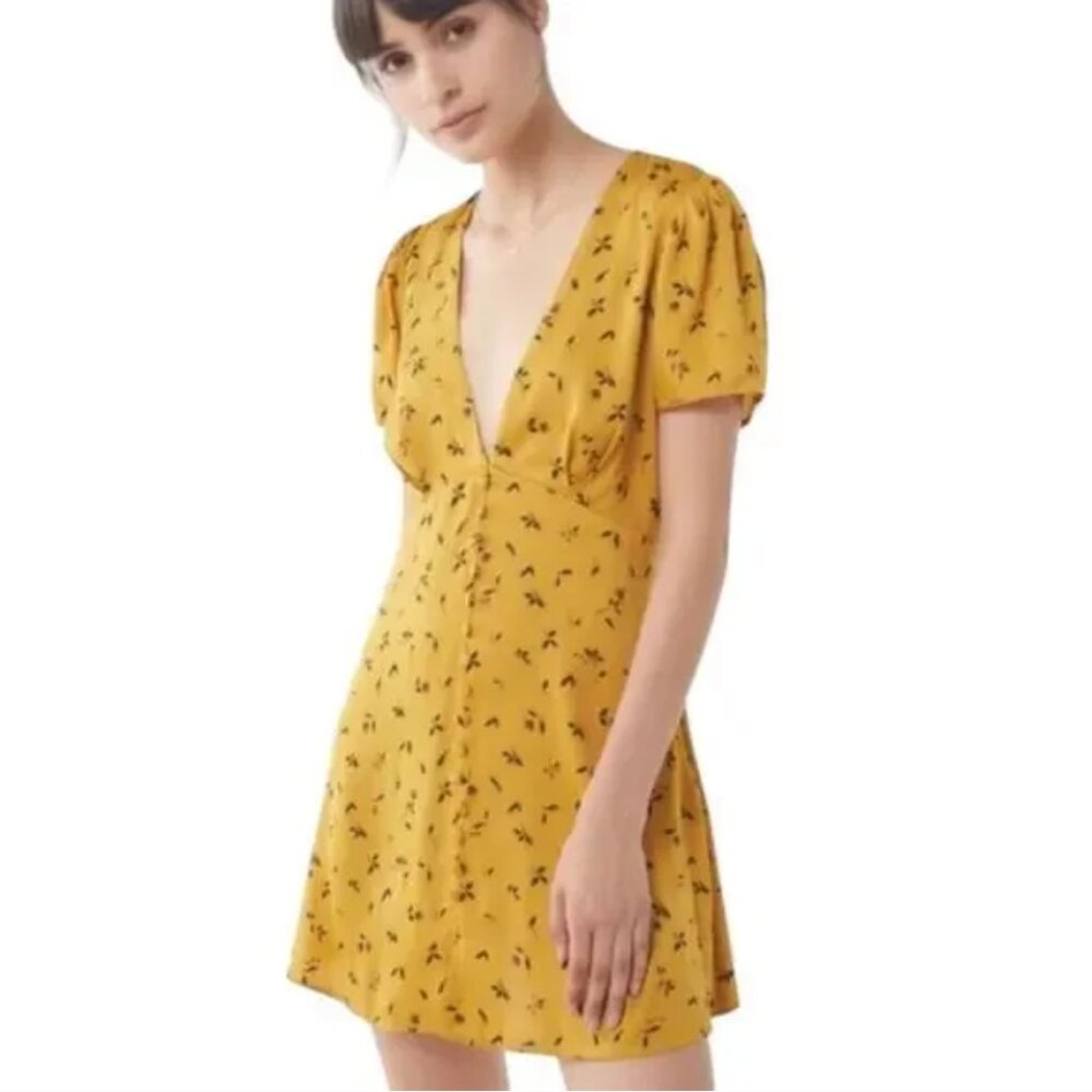 Urban Outfitters Jen Yellow Floral Mini Dress